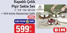 KAPAKLI ÇELİK PİŞİR SAKLA SET 14-16-18 CM KAPAKLI ÇELİK PİŞİR SAKLA SET 14-16-18 CM